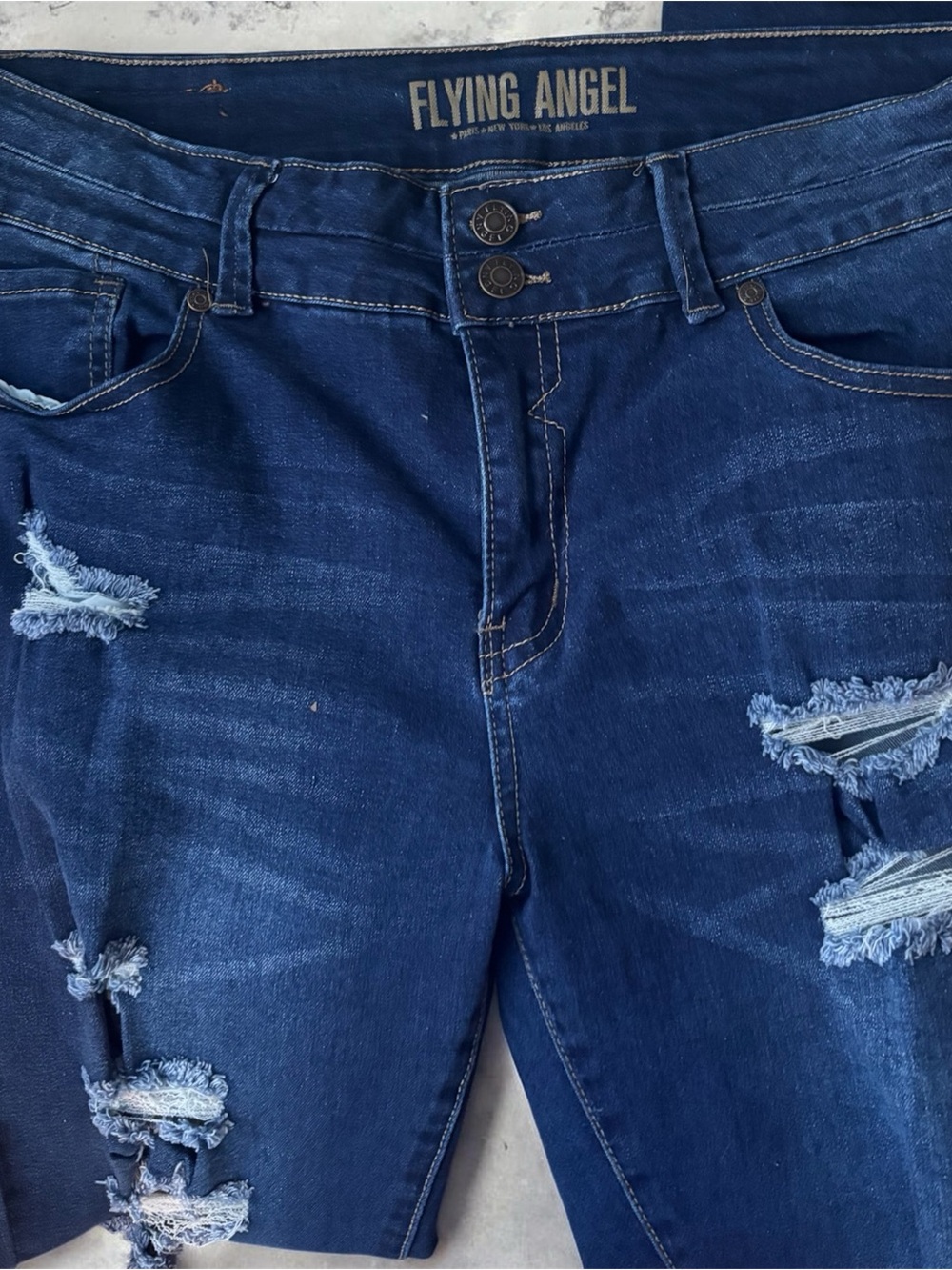 Ripped Dark Blue Skinny Jeans - Picture 2 of 6